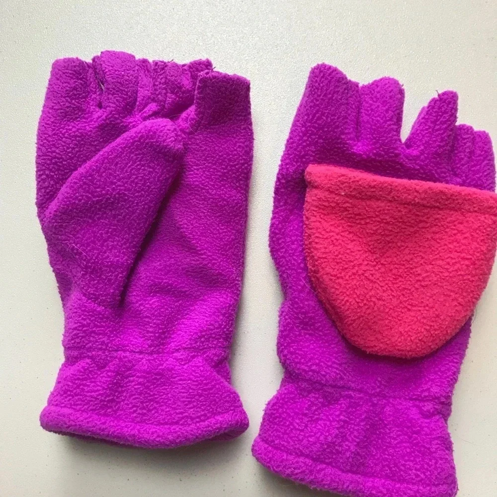 Pink and Orange Convertible Gloves for Girls